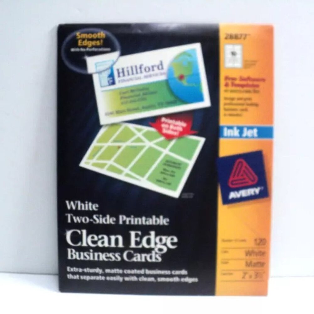 Avery Business Cards Clean Edge White Matte 120 2" x 3 1/2" 2-Side Printable NEW